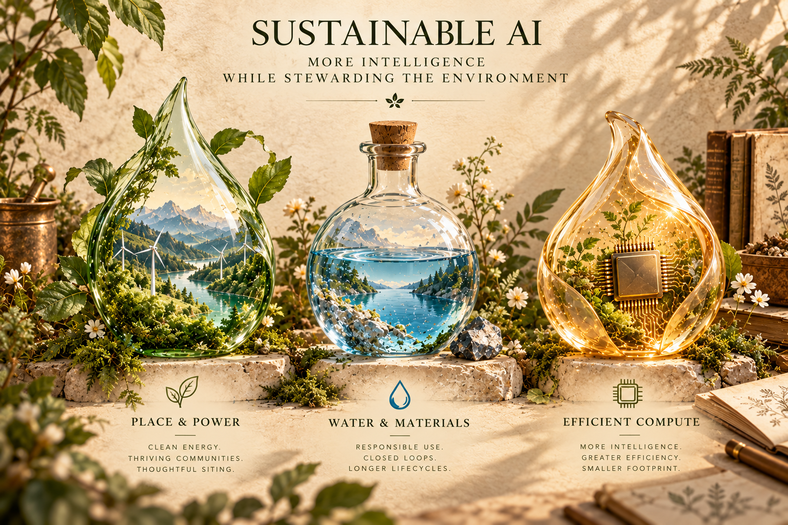 Illustration for sustainable AI and infrastructure stewardship